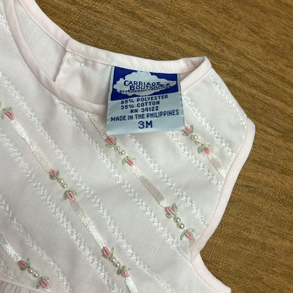 Carriage Boutique pink embroidered dress size 3M - Picture 5 of 6